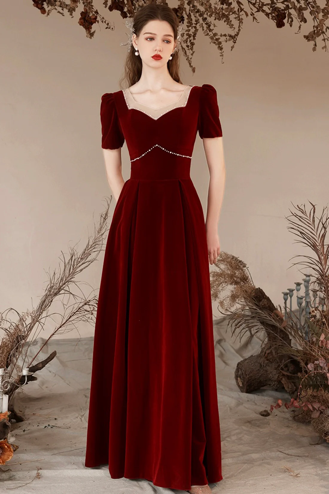Royal Velvet Formal Dress - Burgundy
